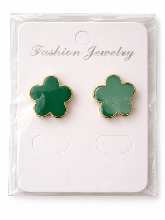 Fashion Jewelry Jewelry - ⚠️ 5/25: Fashion Jewelry Green Clover Enamel Stud Earrings with Gold Trim